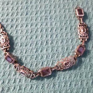 Vintage Sterling Silver and Amethyst Bracelet